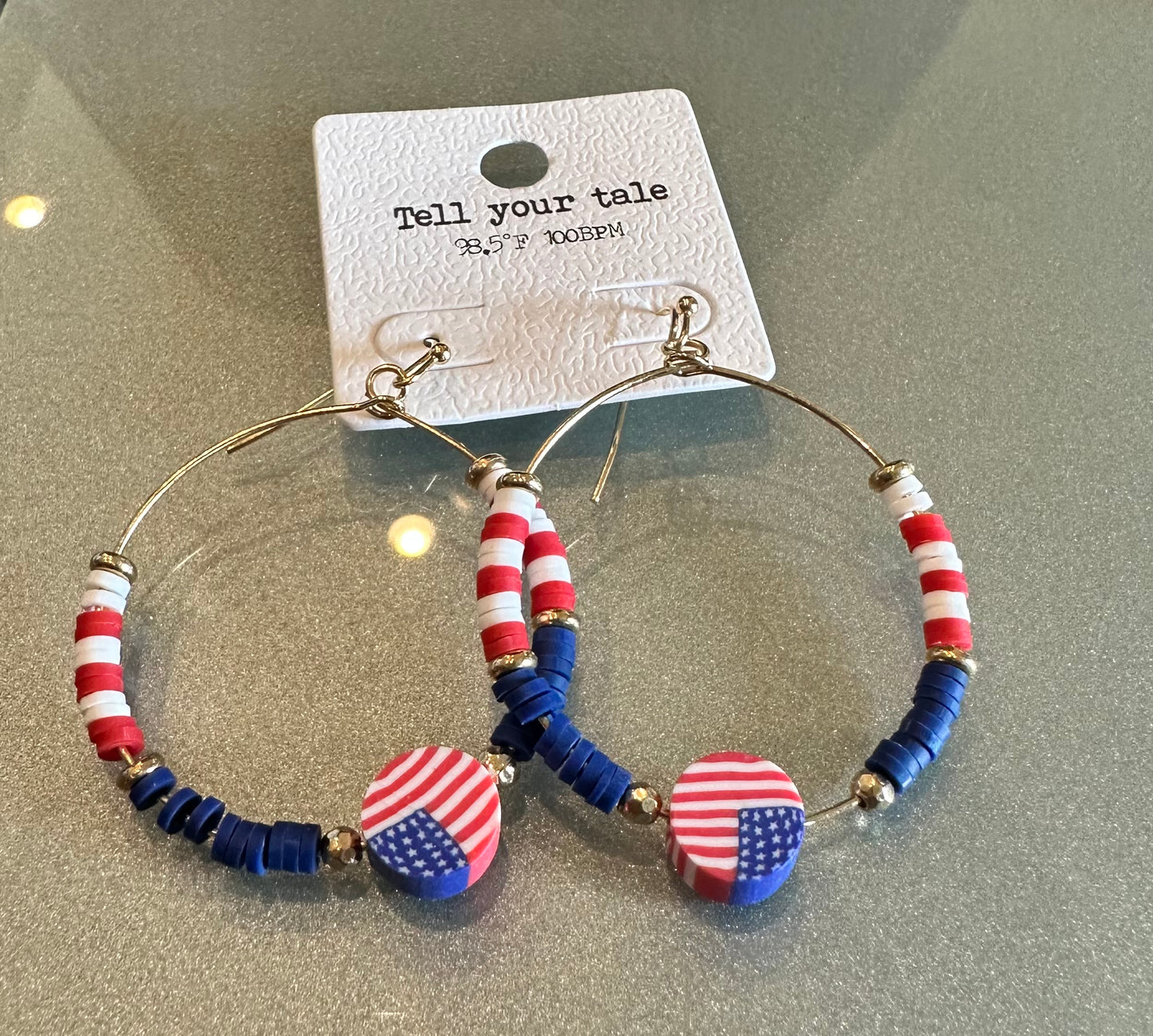 Patriotic Bead Circle Earrings