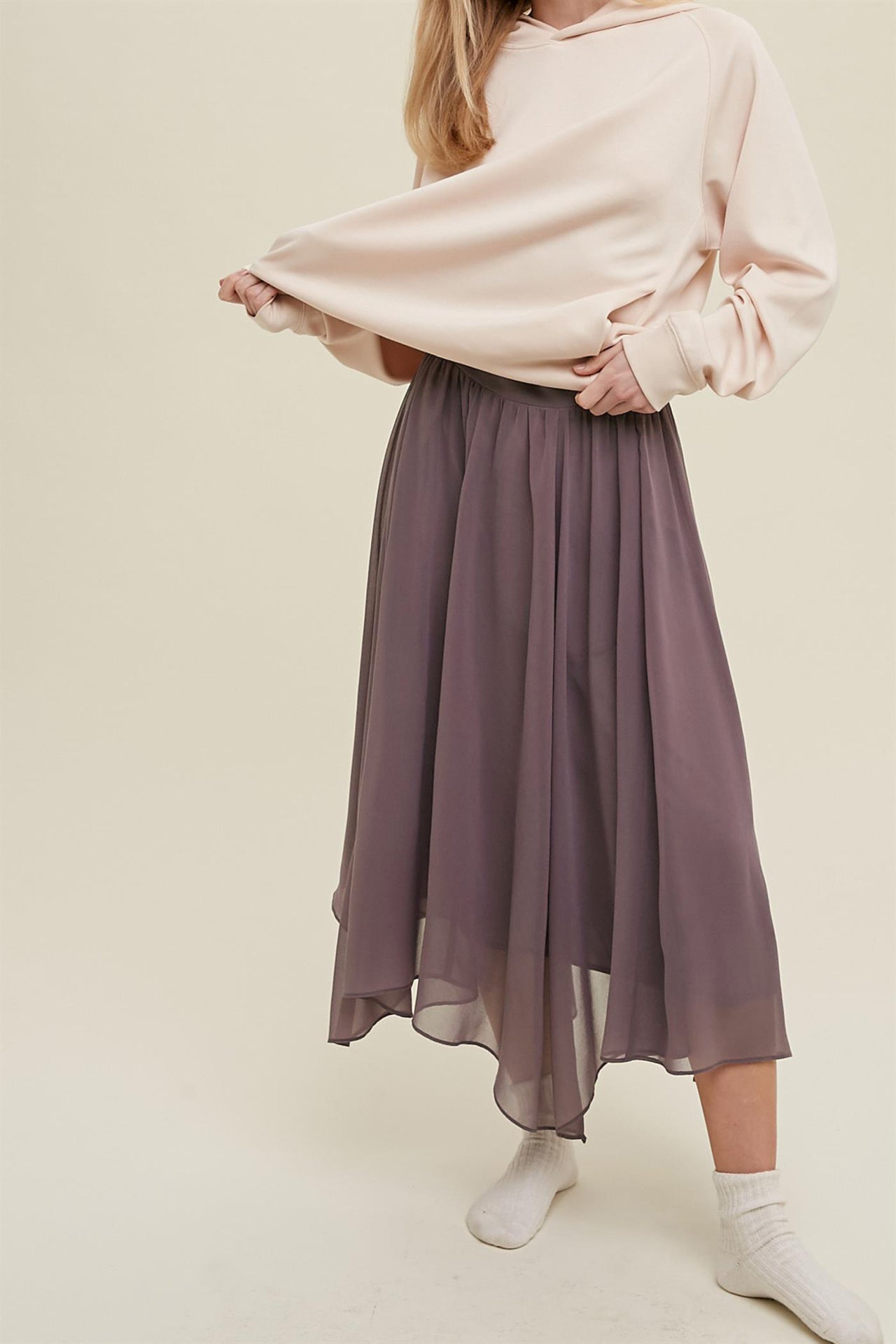 Wishlist® Chiffon Handkerchief Midi Skirt Lined