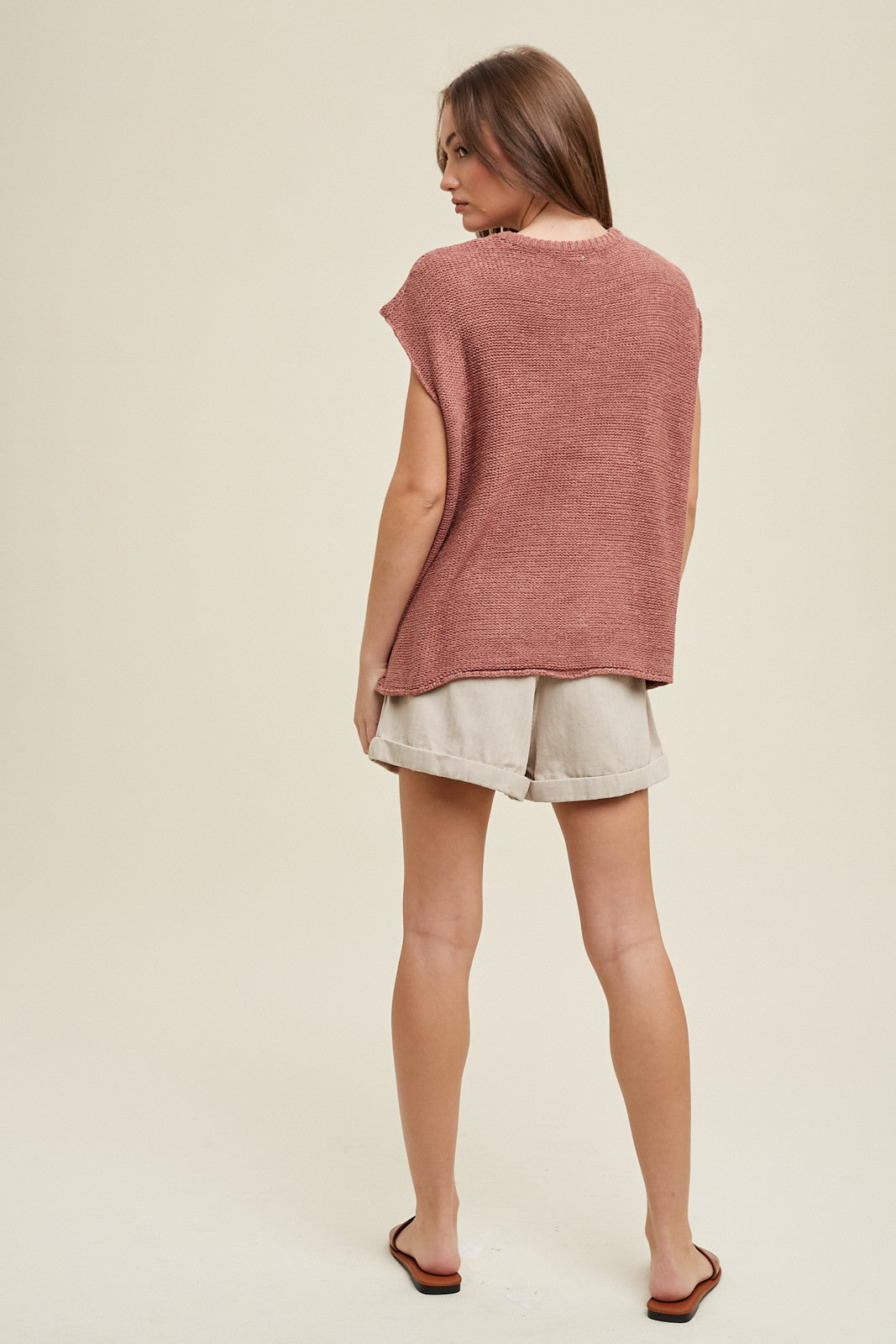 Ellie Girl Crochet Sweater Vest (Red Bean)