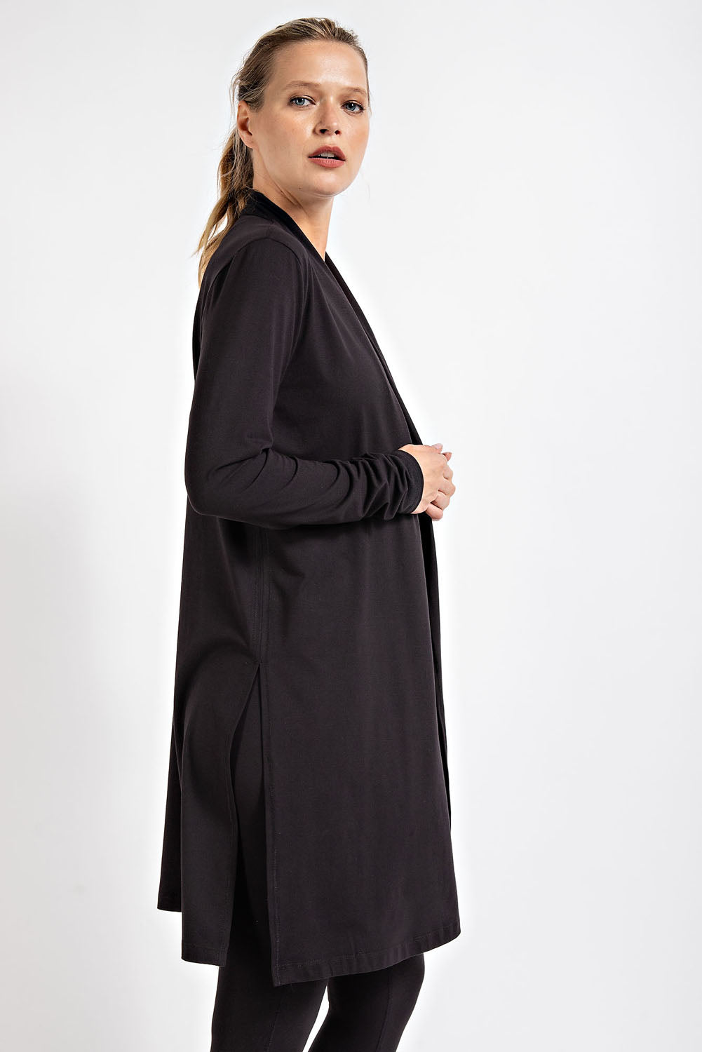 Rae Mode® BUTTER LONG SLEEVE CARDIGAN WITH SIDE SLITS