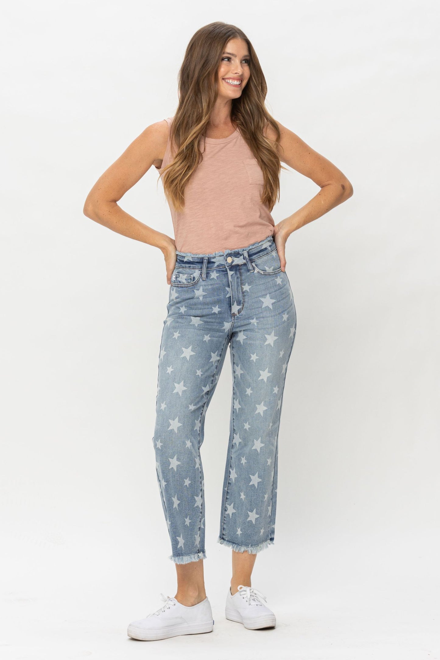 Judy Blue® High Waisted Star Print Cropped Jeans