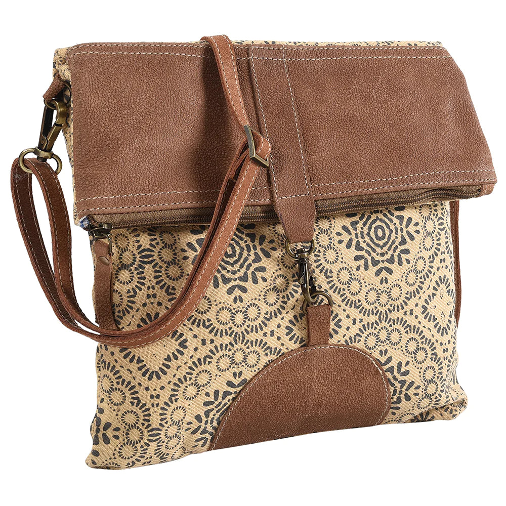 American Darling® Upcycled Leather and Canvas Crossbody Slouch Bag