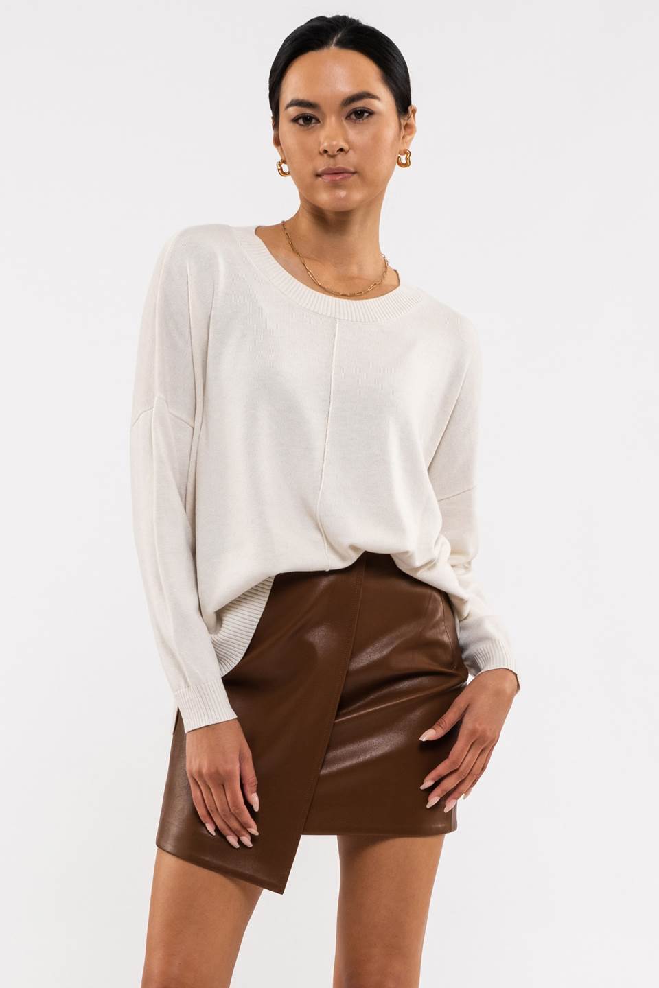 Extended Shoulder Sweater- Oatmeal