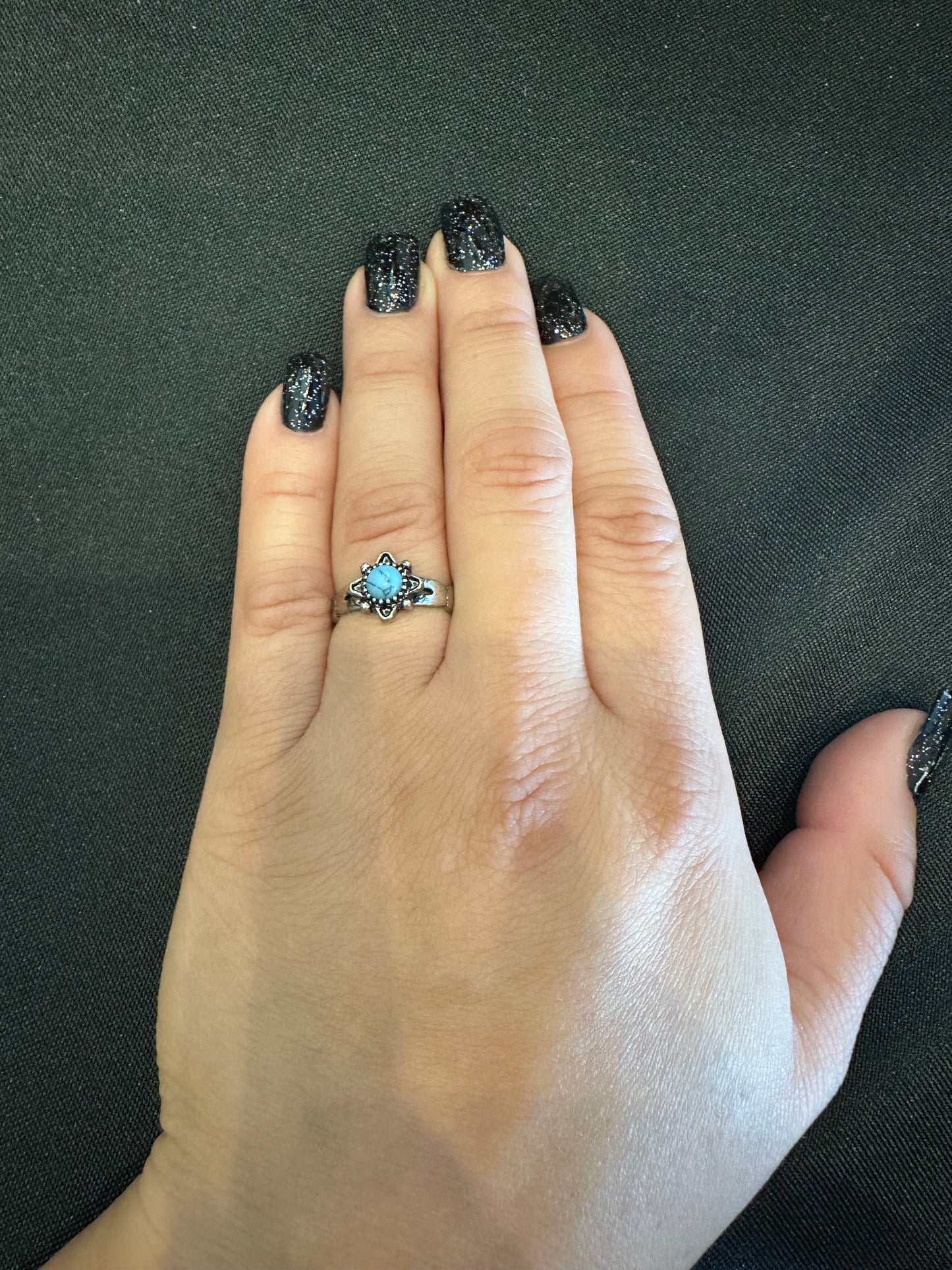 Opal Blue Flower Fashion Ring