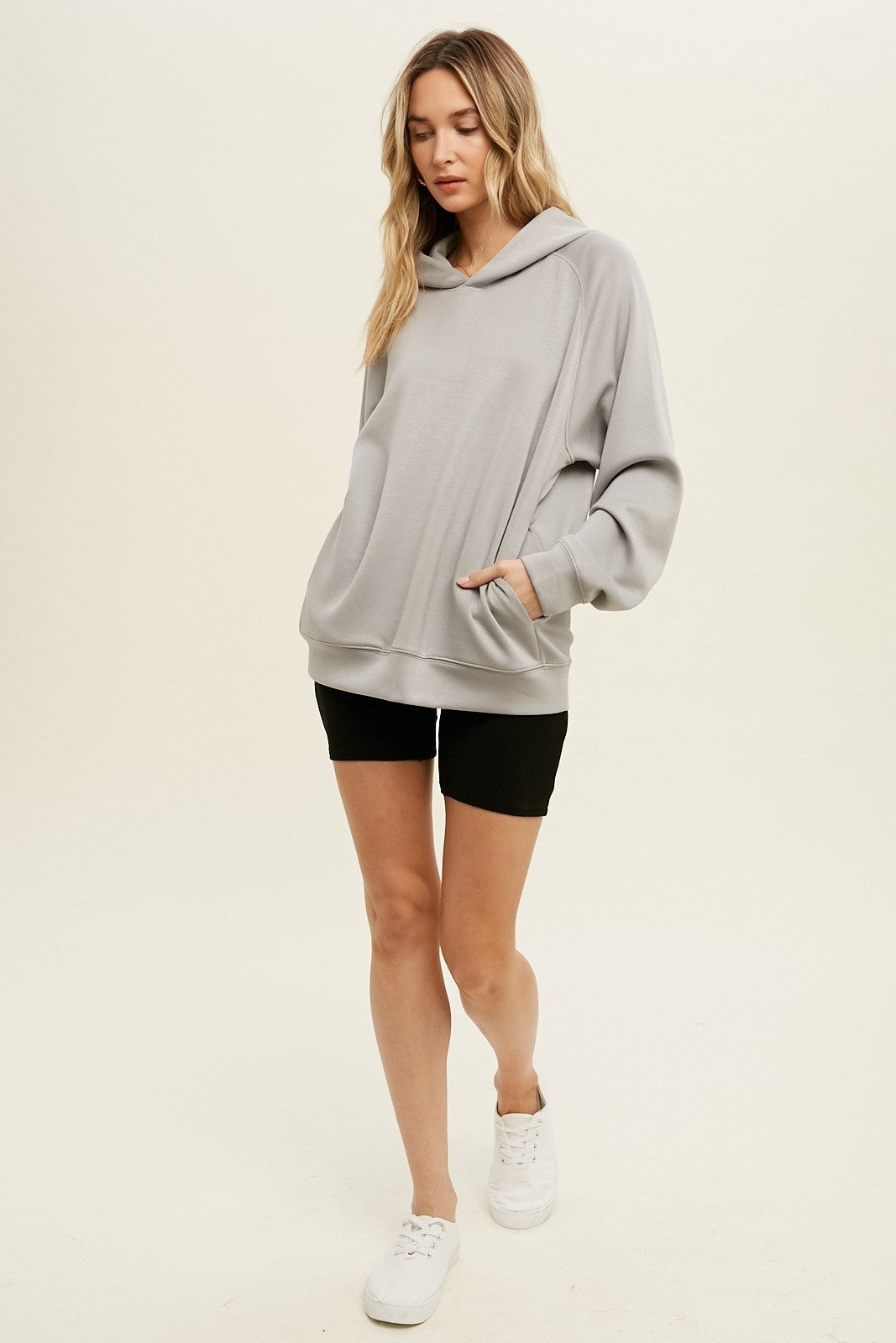 Wishlist® Soft touch Casual Knit Hoodie- Stone