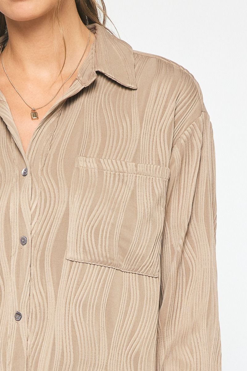 Viola Textured long sleeve button up
