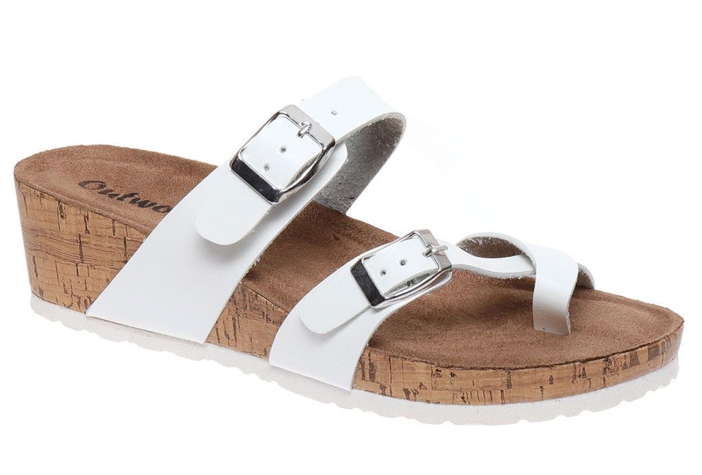 Outwoods® Wedge sandal with adjustable straps In White