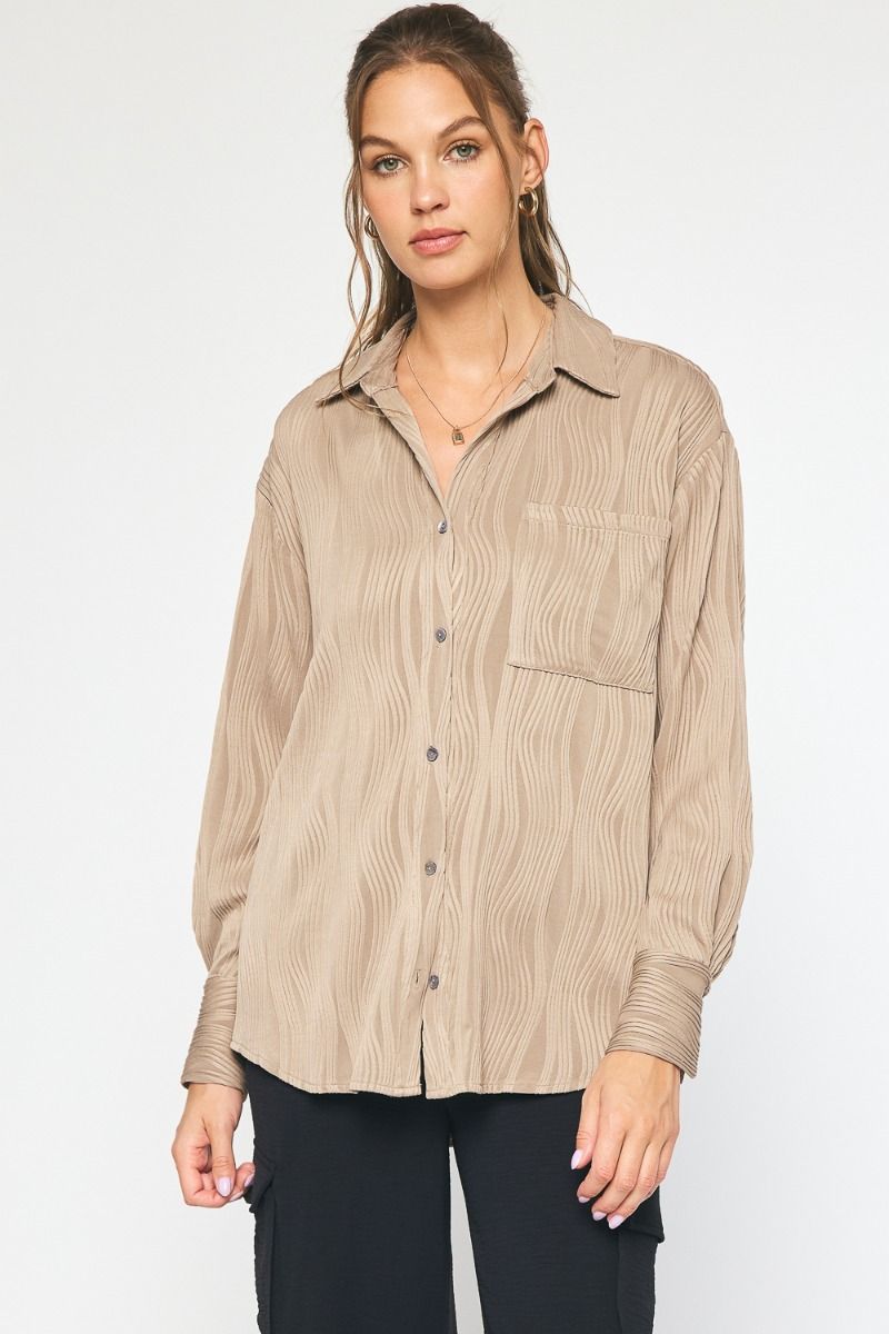 Viola Textured long sleeve button up