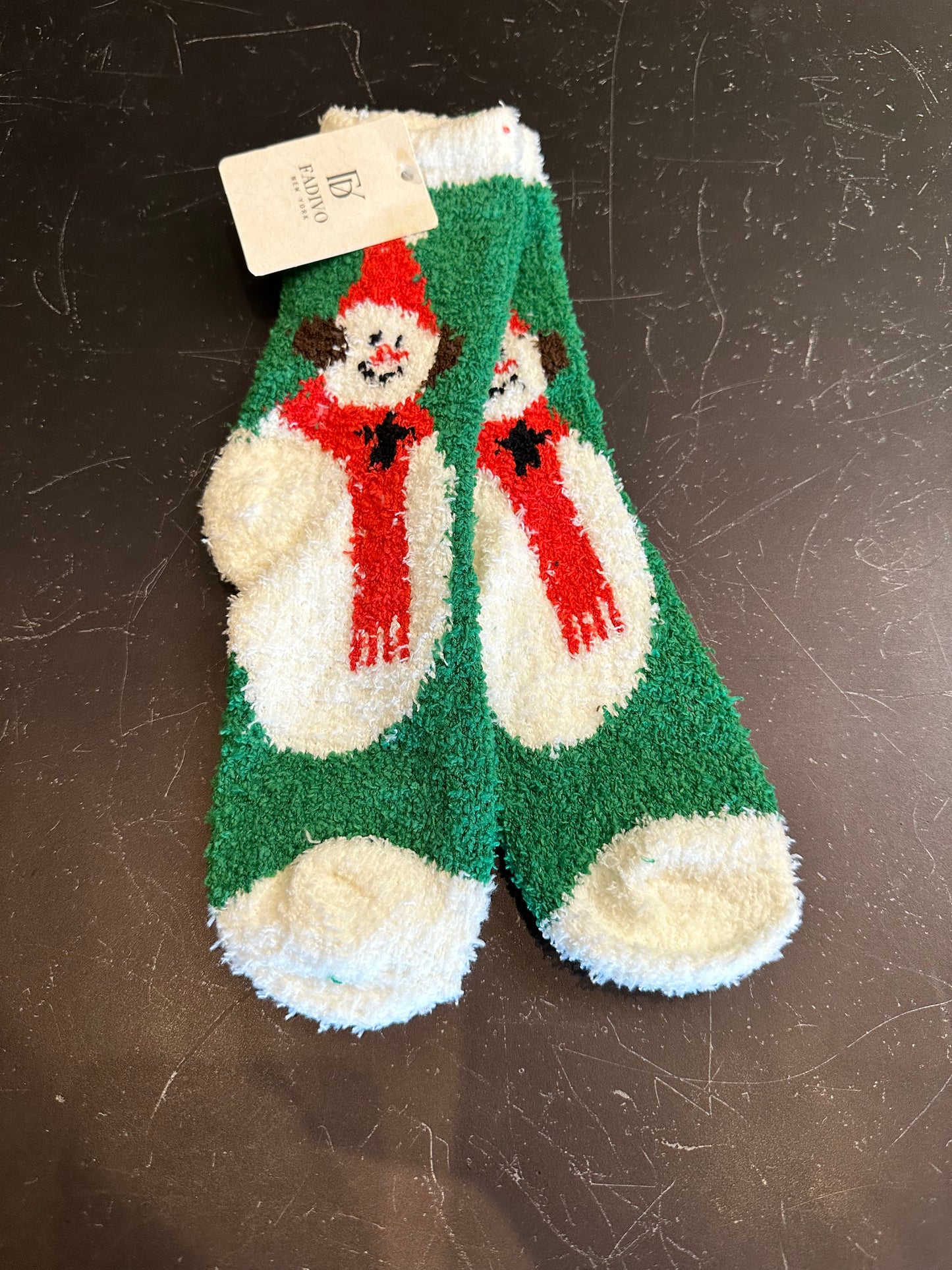 Fuzzy Christmas Socks- SnowMan
