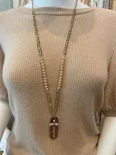 CS® Gold & Silver Cross 17.5" Beaded Necklace