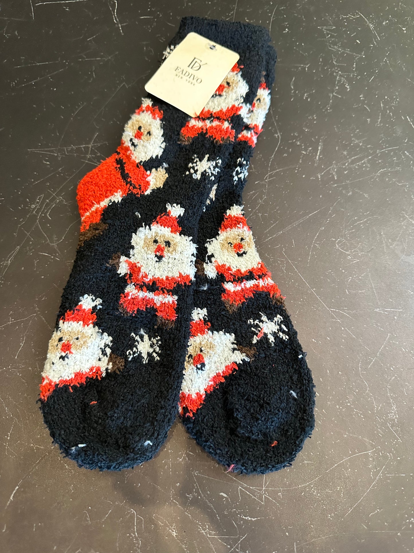 Fuzzy Christmas Socks- Santa