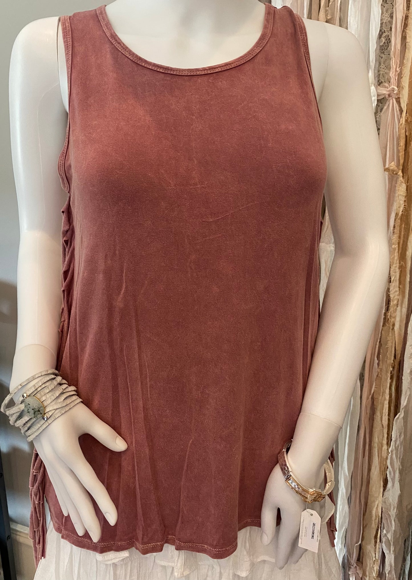 Mineral Fringed Sleeveless Top