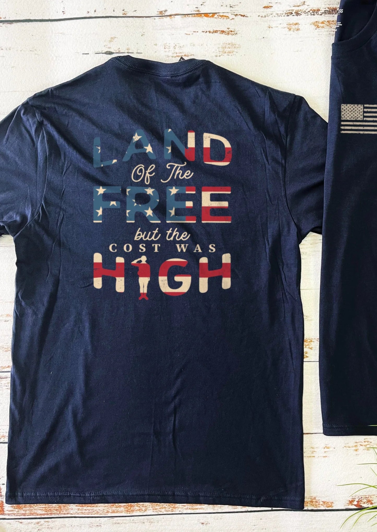 Southern Bliss® Land of the Free Oversize T-Shirt- Navy Blue
