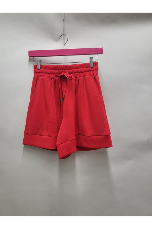 "Basic Life" Soft Shorts-Red