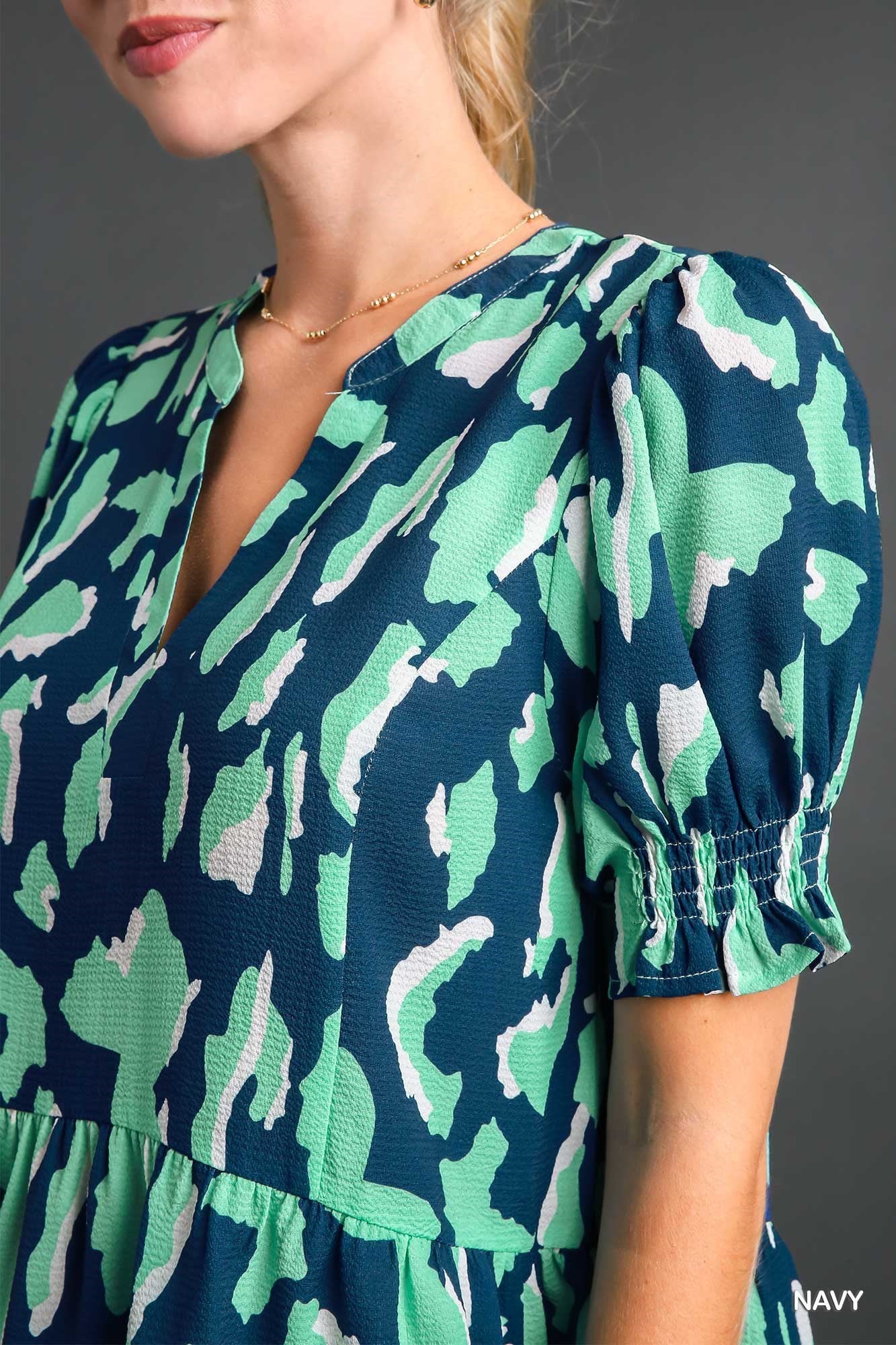 UMGEE® Short Sleeve Top- Multi Color Leopard Print