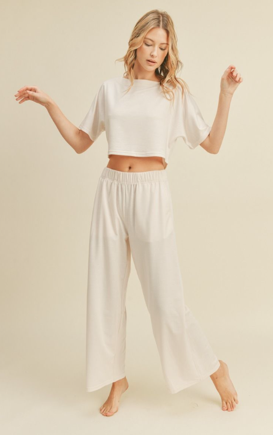 Cropped Boat Neck Top