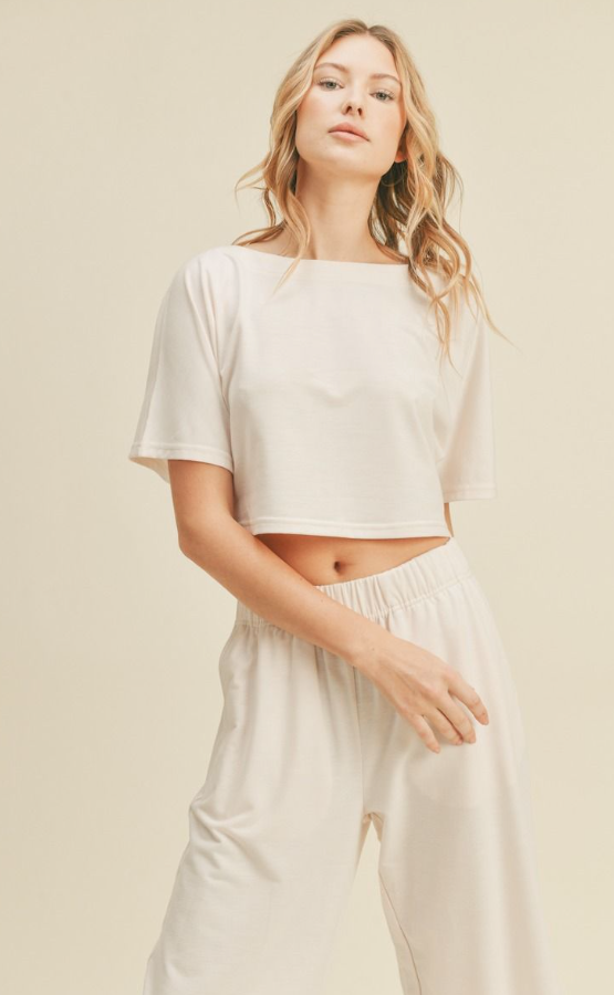 Cropped Boat Neck Top
