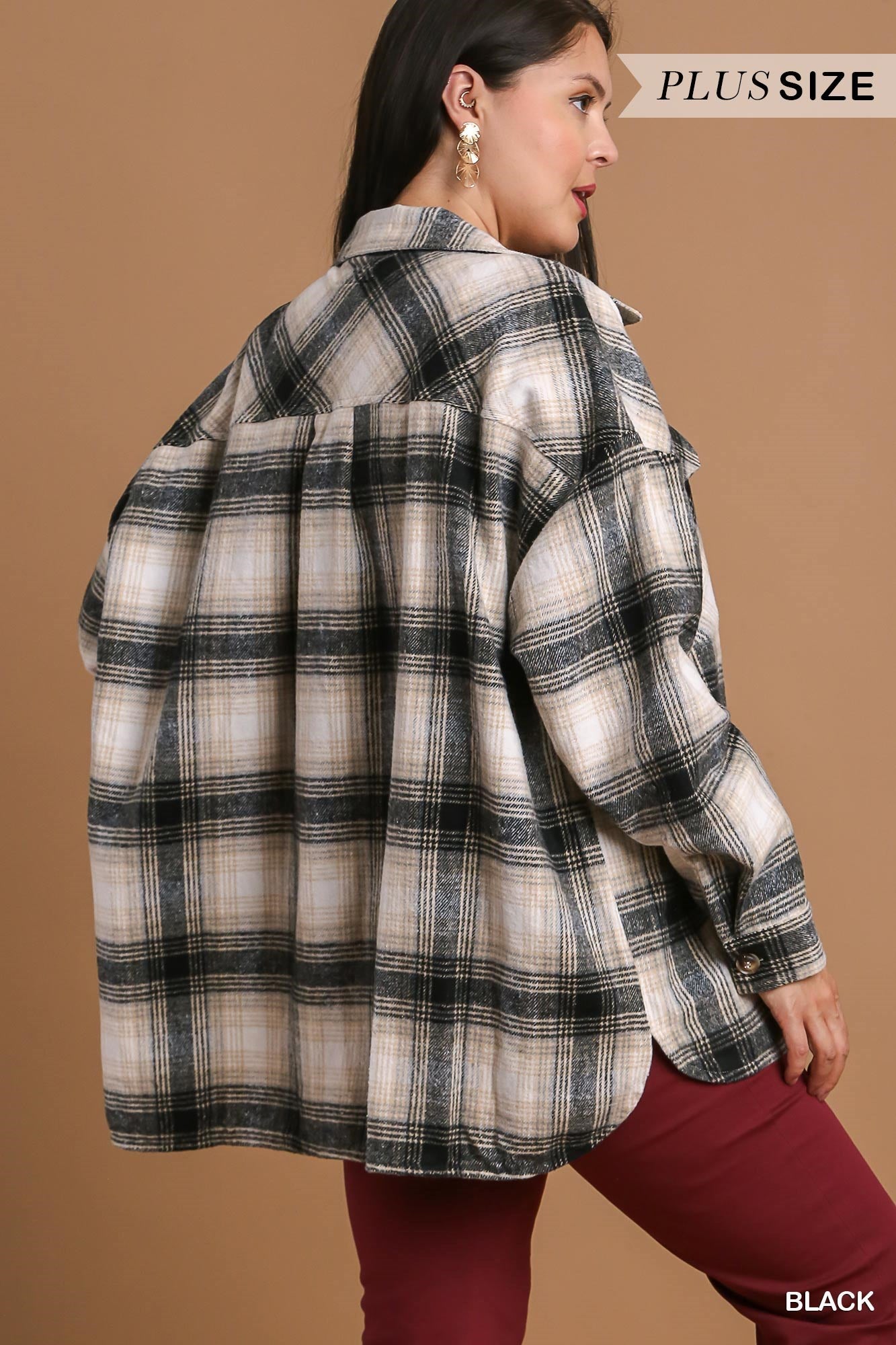 Contrast Plaid Jacket with Chest Pockets