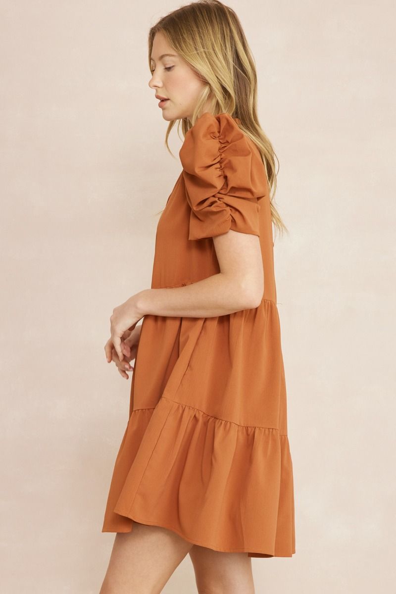 Entro® Puff Sleeve Dress with POCKETS!!!
