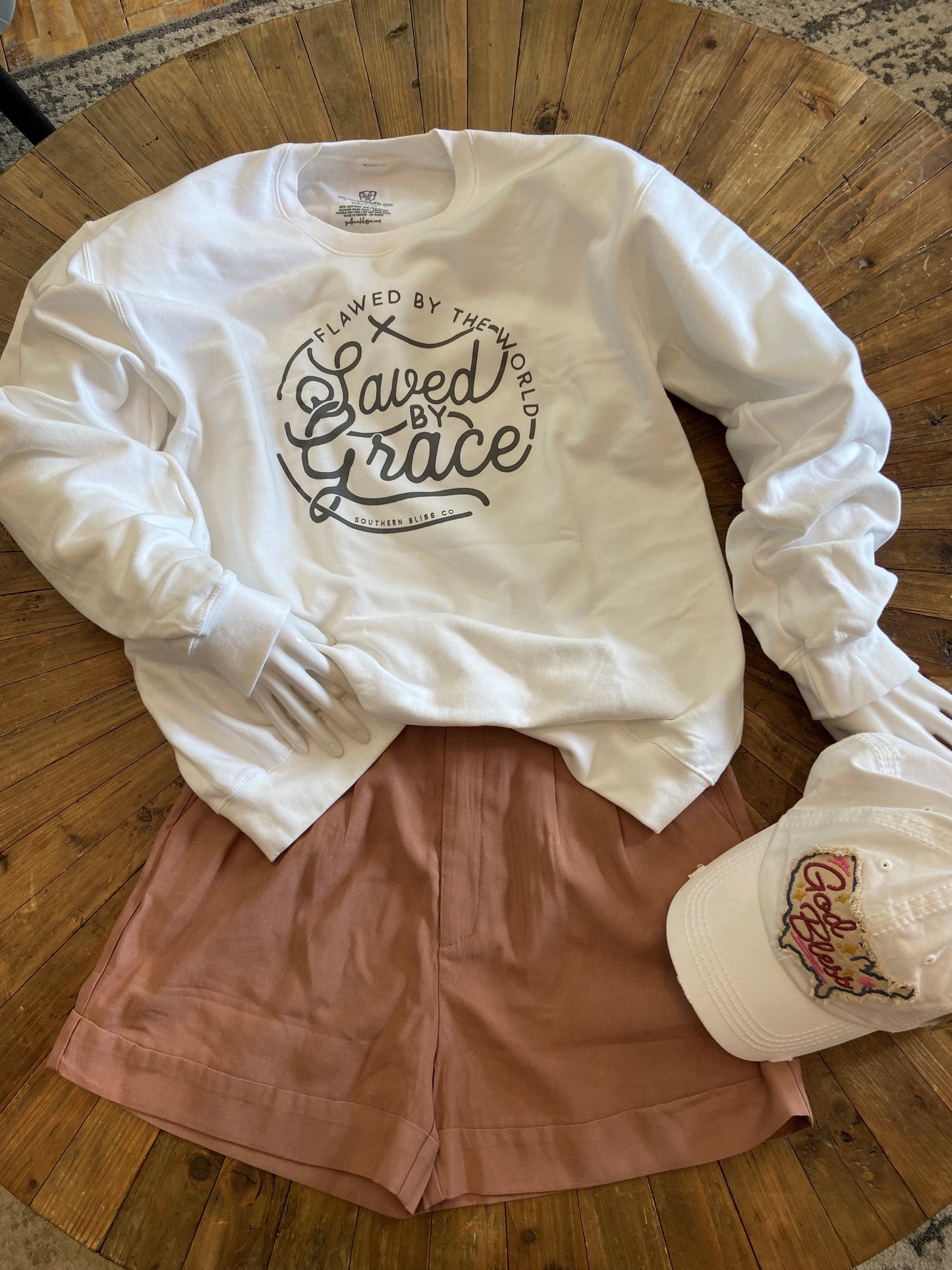Southern Bliss® Saved by Grace Sweatshirt- White