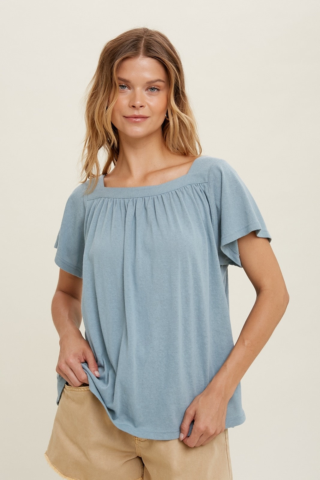 Wishlist® Square neck knit top with tie back