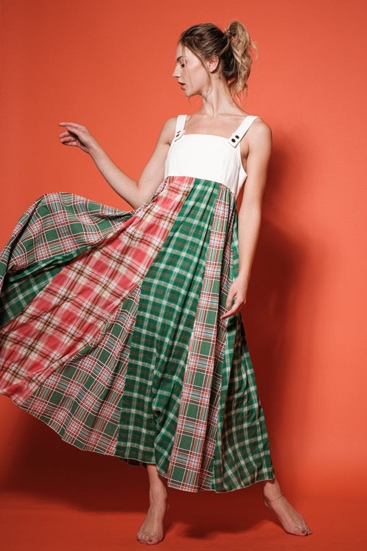 Ces Femme® Multi Color Plaid Maxi Dress