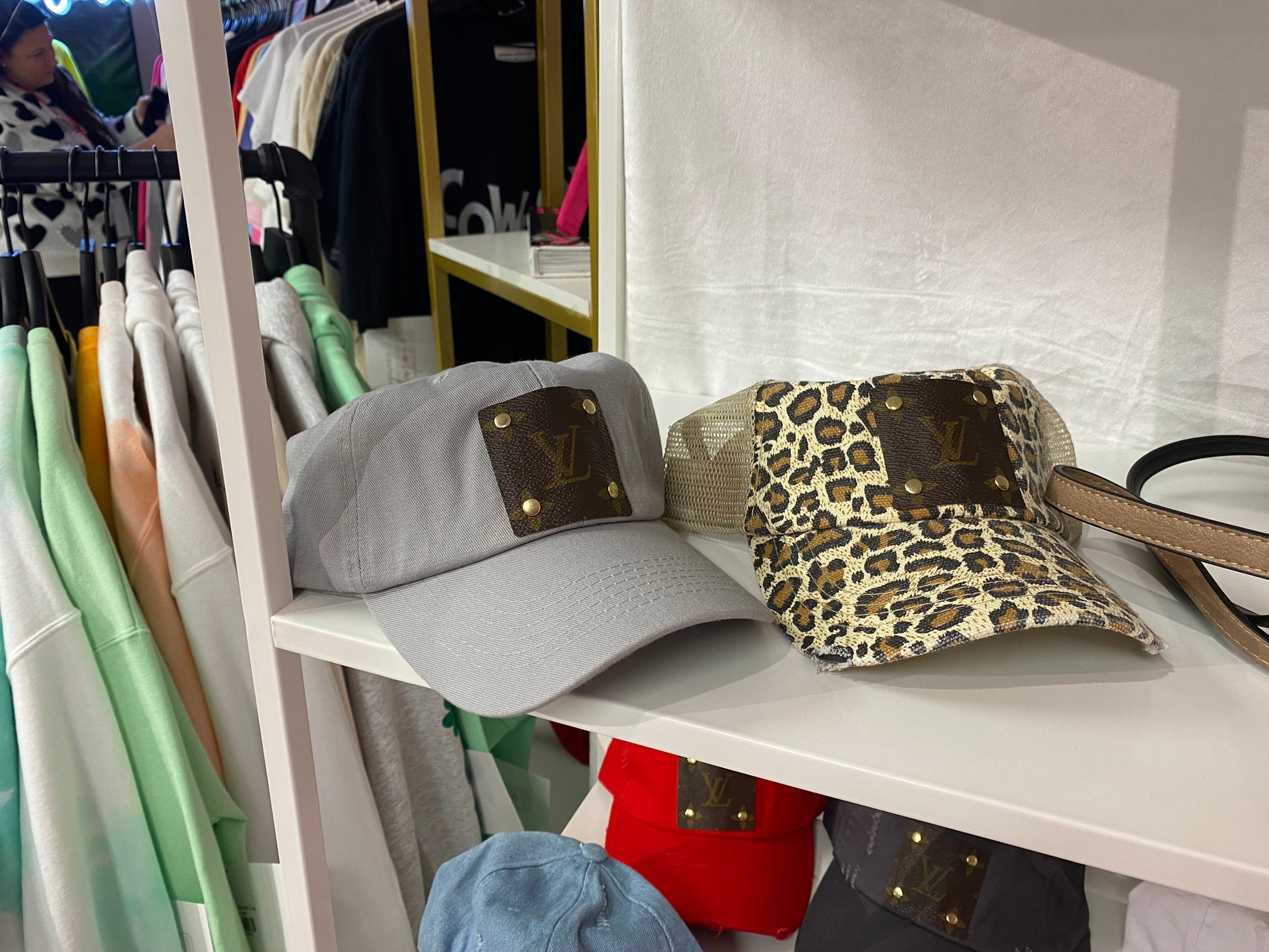 Grey Hat & Leopard Hat