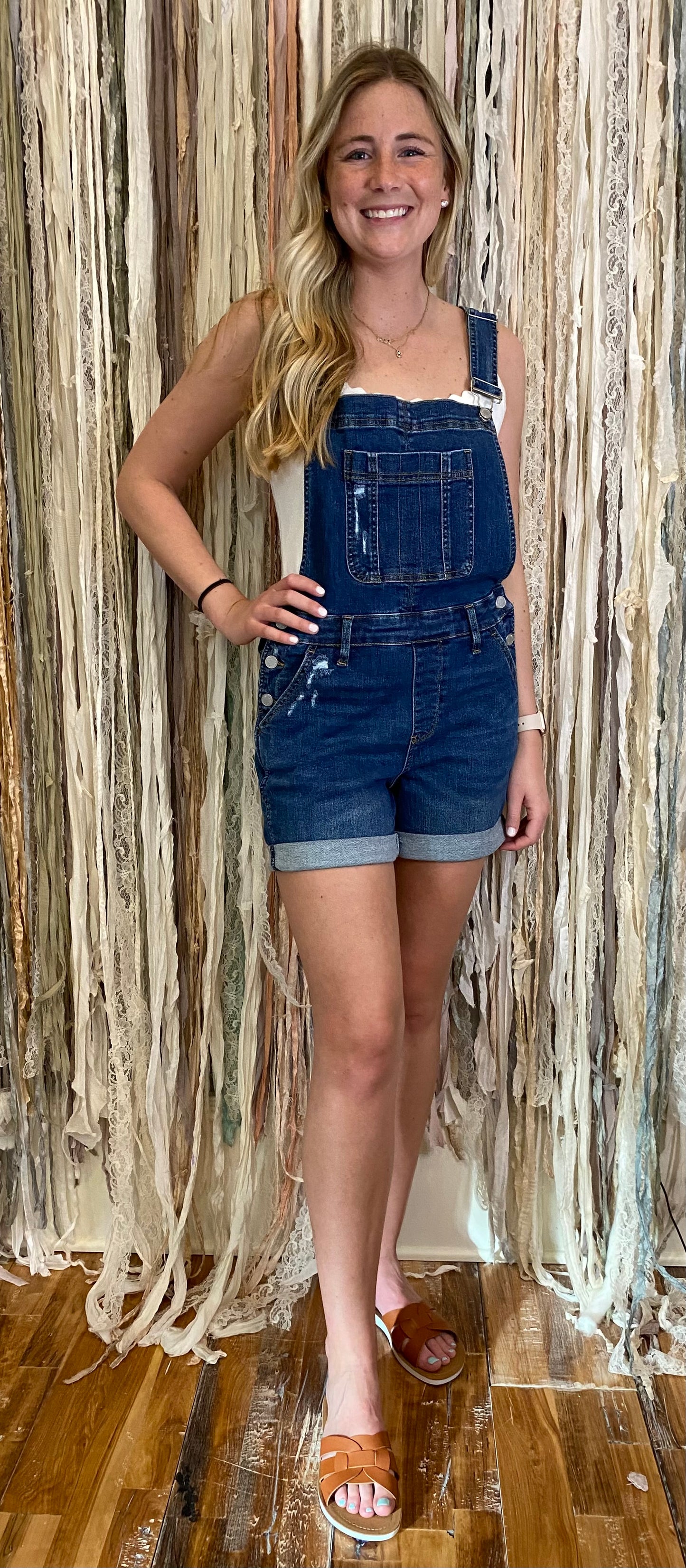 JUDY BLUE® HW DESTROY AND DOUBLE CUFF SHORTS OVERALL